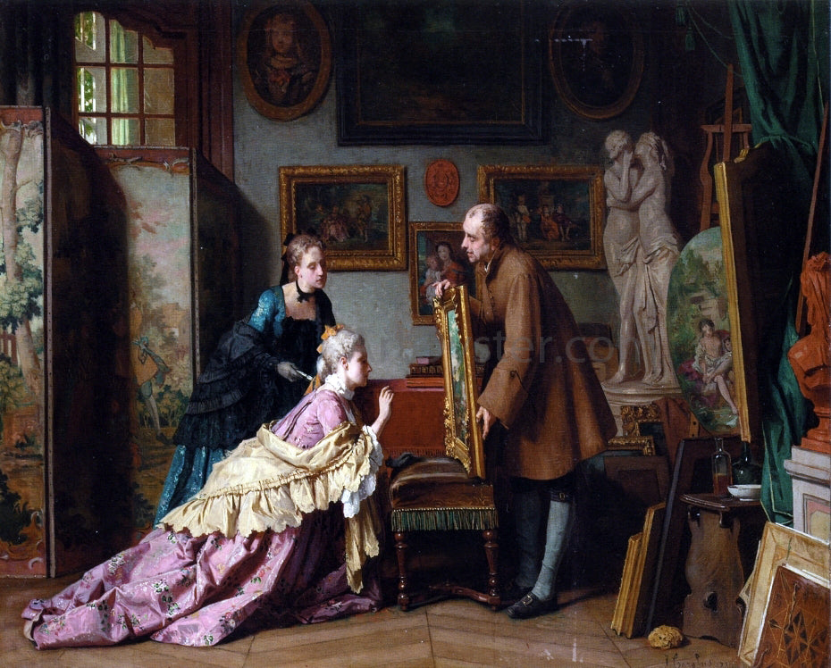 Jean Carolus A Visit to the Studio - Hand Painted Oil Painting