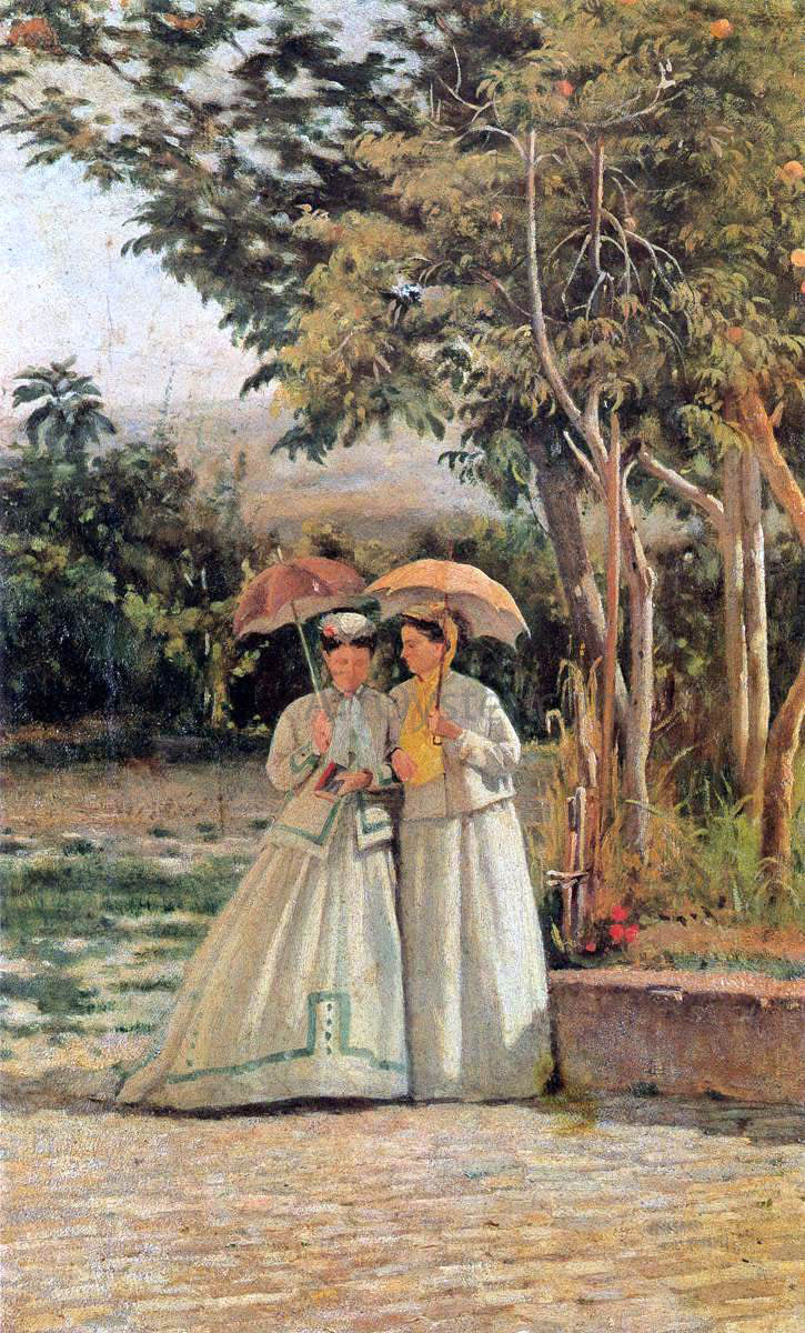  Silvestro Lega A Walk in the Garden - Hand Painted Oil Painting