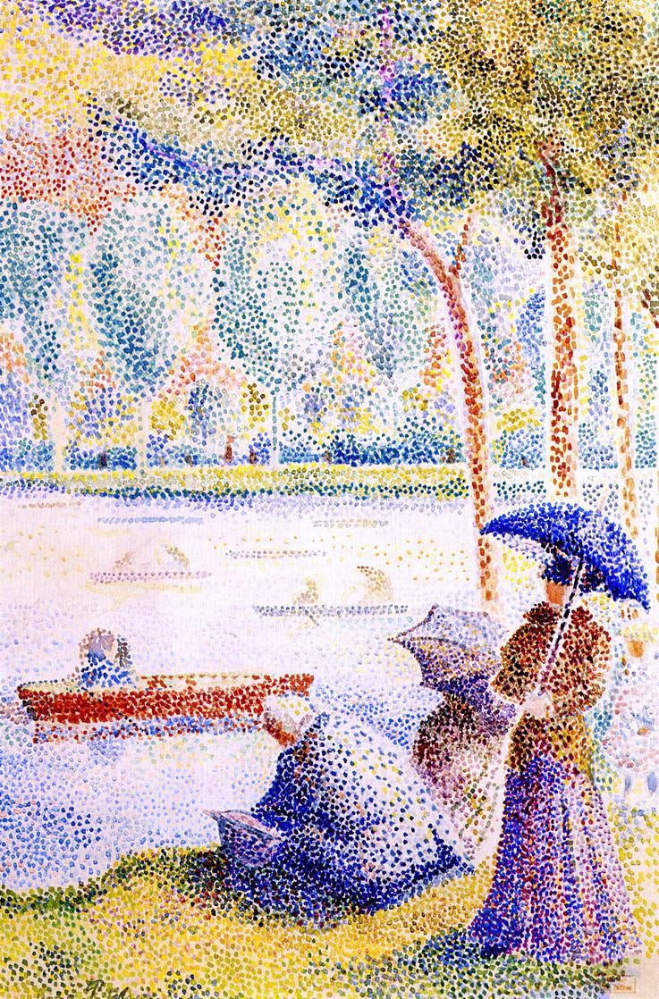 Hippolyte Petitjean A Walk on the Banks of a River - Hand Painted Oil Painting