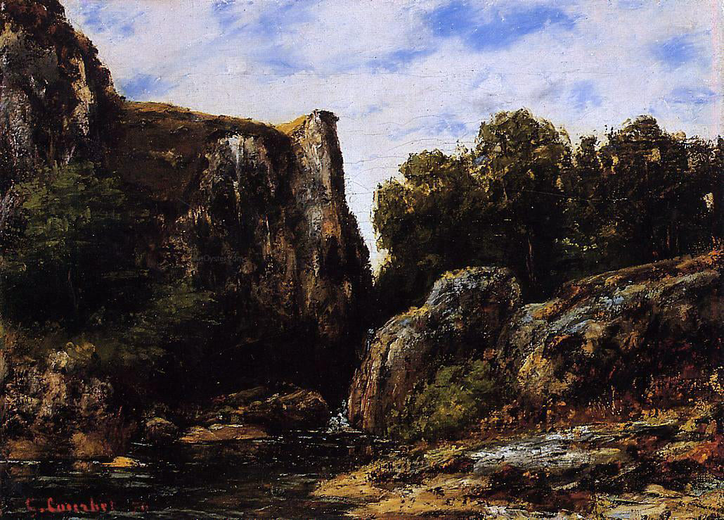Gustave Courbet A Waterfall in the Jura - Hand Painted Oil Painting