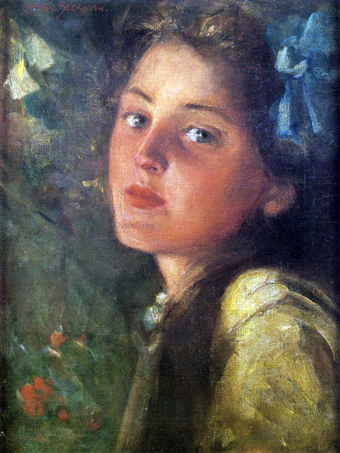 James Carroll Beckwith A Wistful Look - Hand Painted Oil Painting