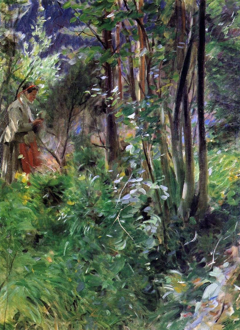 Anders Zorn A Woman in a Forest - Hand Painted Oil Painting