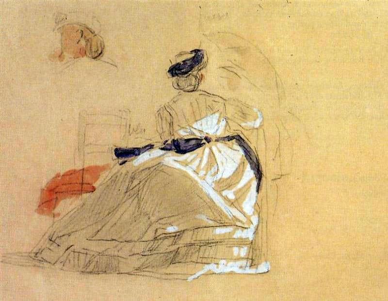 Eugene-Louis Boudin A Woman on the Beach - Hand Painted Oil Painting