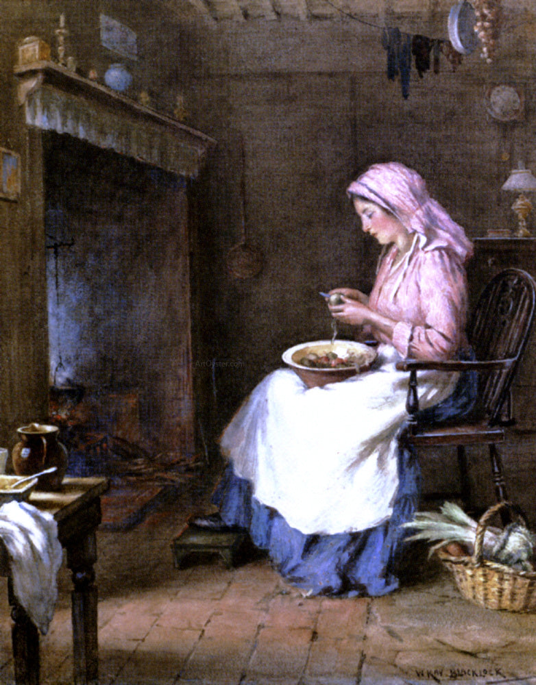 William Kay Blacklock A Woman Peeling Vegetables - Hand Painted Oil Painting