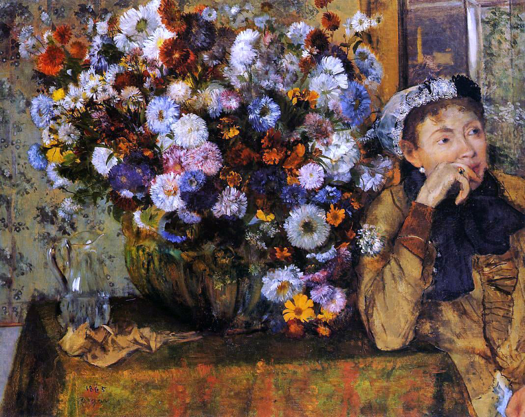 Edgar Degas A Woman Seated Beside a Vase of Flowers (also known as Sardela) - Hand Painted Oil Painting