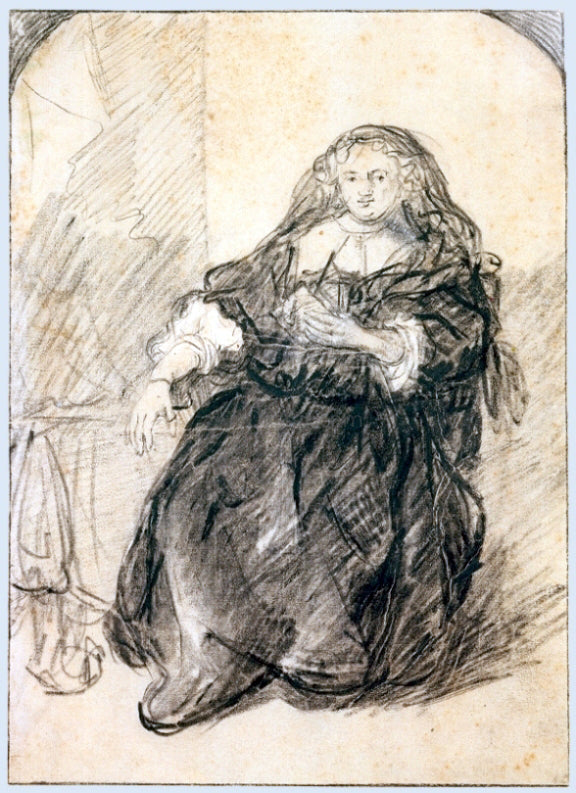 Rembrandt Van Rijn Woman Seated in an Armchair with a Letter in her Left Hand - Hand Painted Oil Painting