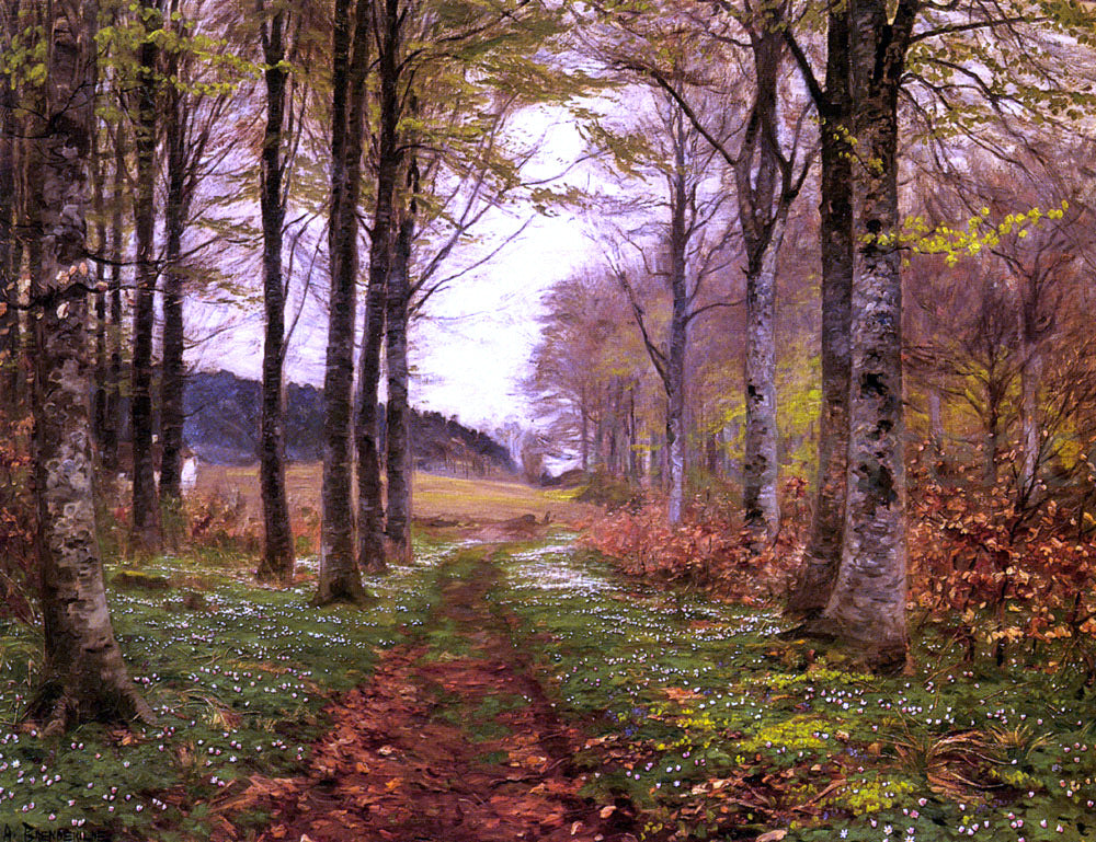 Hans Anderson Brendekilde A Woodland Landscape - Hand Painted Oil Painting