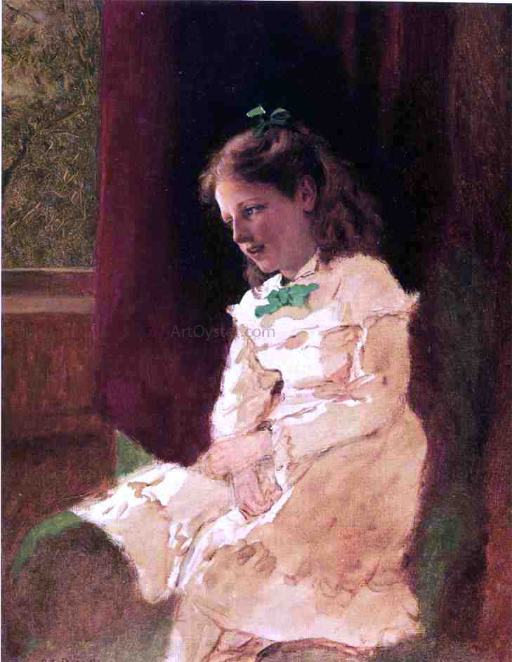 John George Brown A Young Girl by the Window - Hand Painted Oil Painting