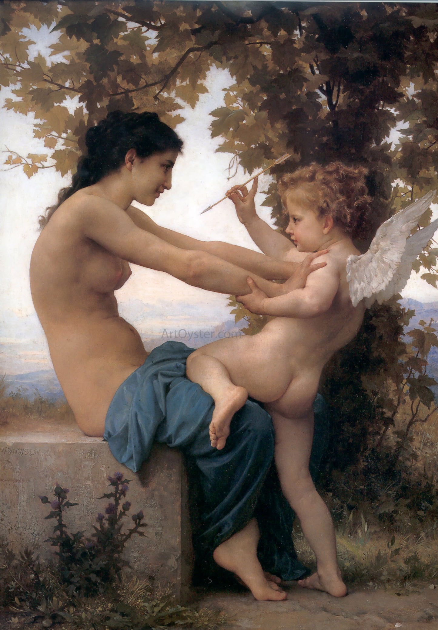 William Adolphe Bouguereau A Young Girld Defending Her Eros - Hand Painted Oil Painting