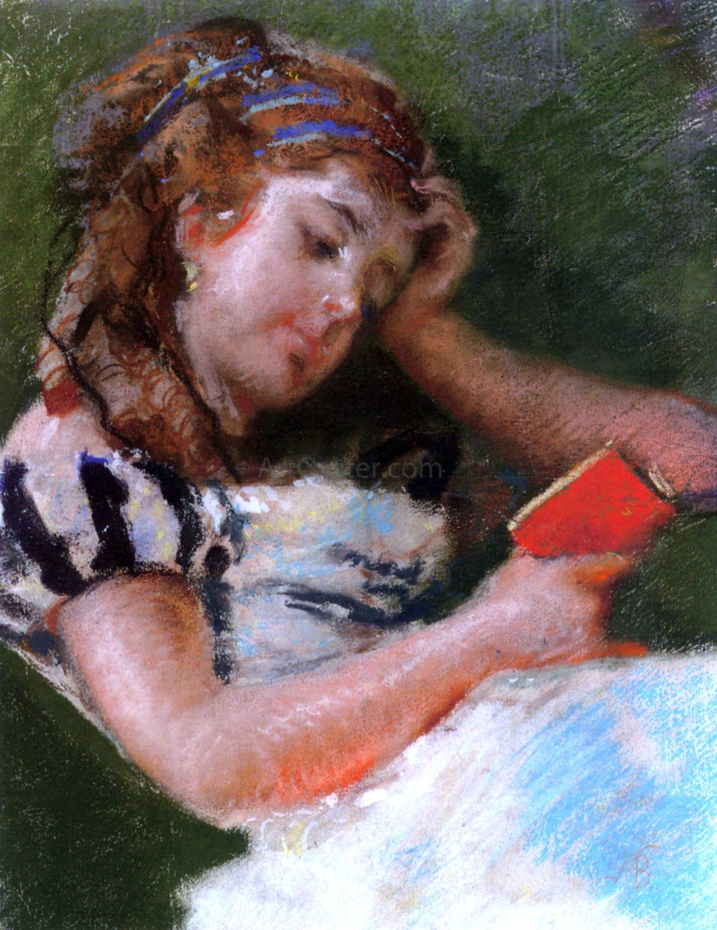 Mose Bianchi A Young Girl Reading - Hand Painted Oil Painting