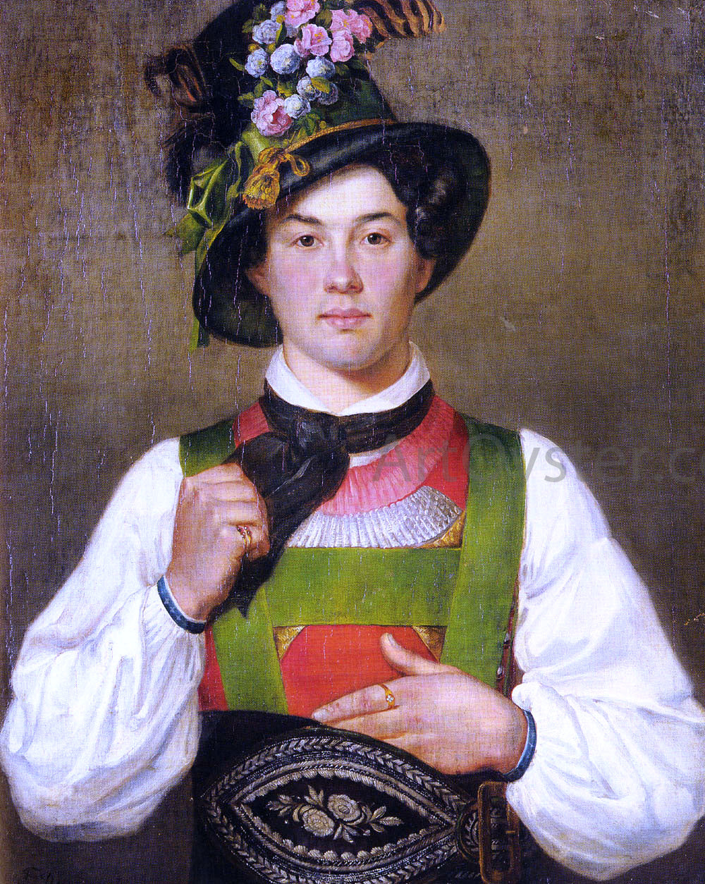 Franz Von Defregger A Young Man In Tyrolean Costume - Hand Painted Oil Painting