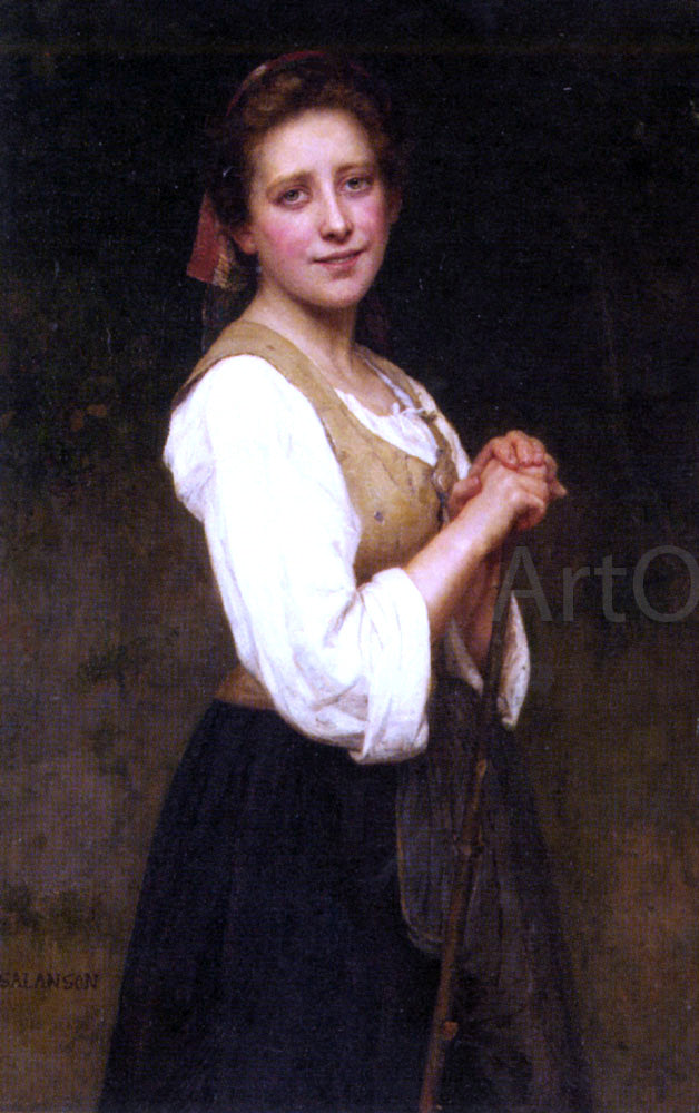 Eugenie Marie Salanson A Young Shepherdess - Hand Painted Oil Painting