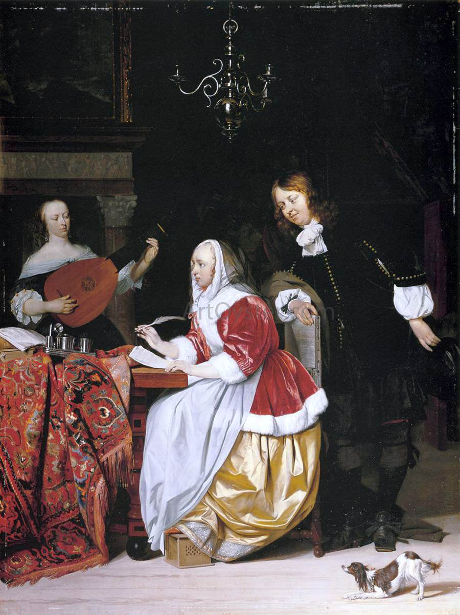  Gabriel Metsu A Young Woman Composing Music - Hand Painted Oil Painting