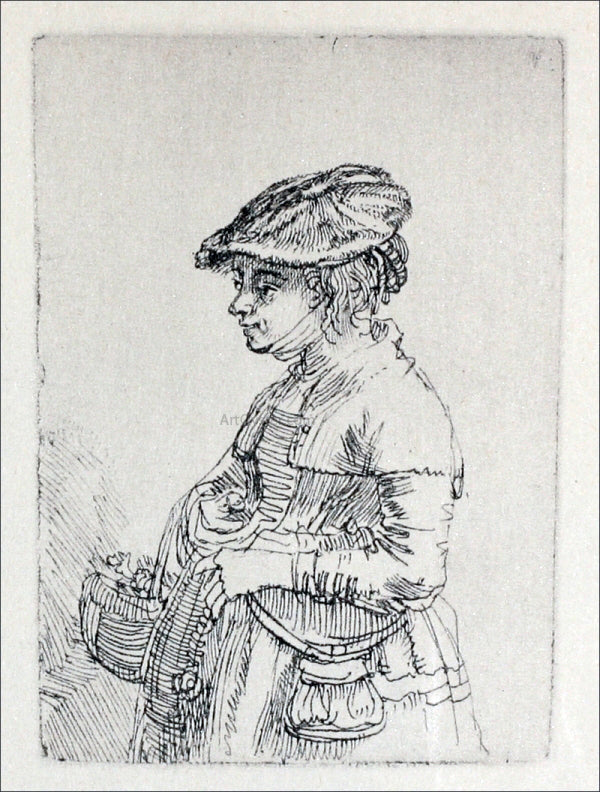 Rembrandt Van Rijn Young Woman with a Basket - Hand Painted Oil Painting