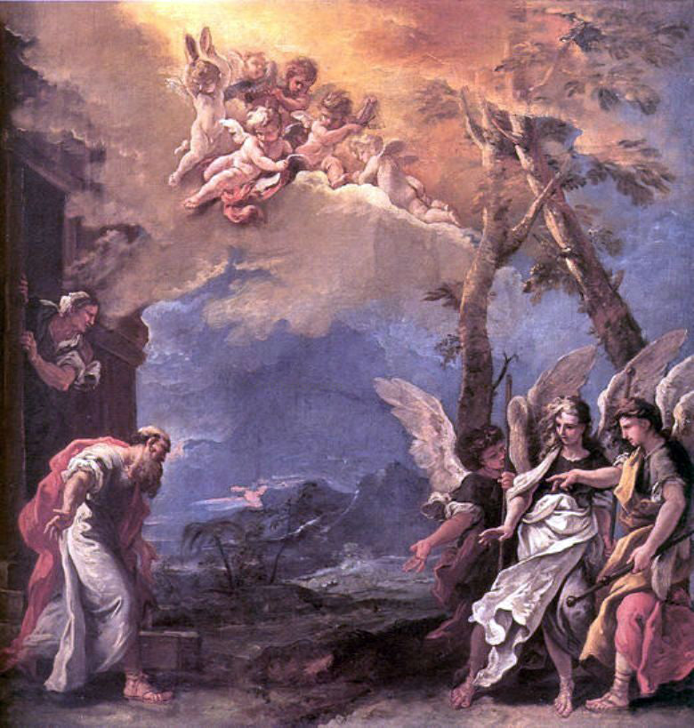  Sebastiano Ricci Abraham and Angels - Hand Painted Oil Painting