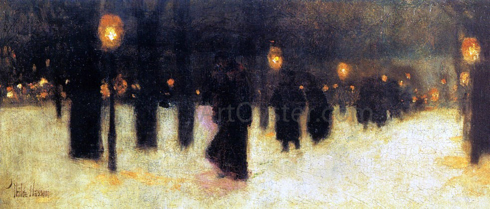 Frederick Childe Hassam Across the Common on a Winter Evening - Hand Painted Oil Painting