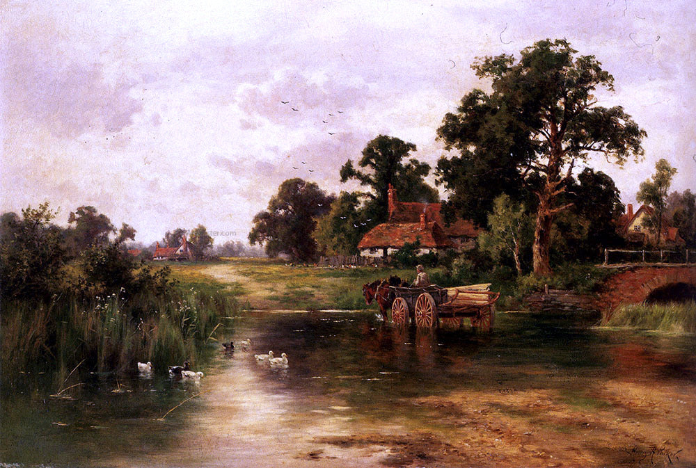 Henry Hillier Parker Across The Ford - Hand Painted Oil Painting