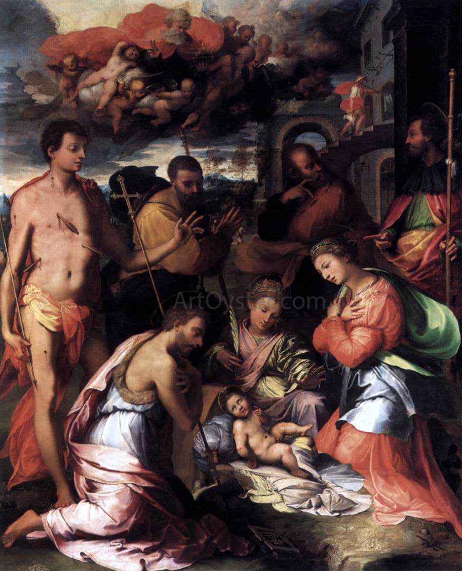 Perino Del vaga Adoration of the Child - Hand Painted Oil Painting