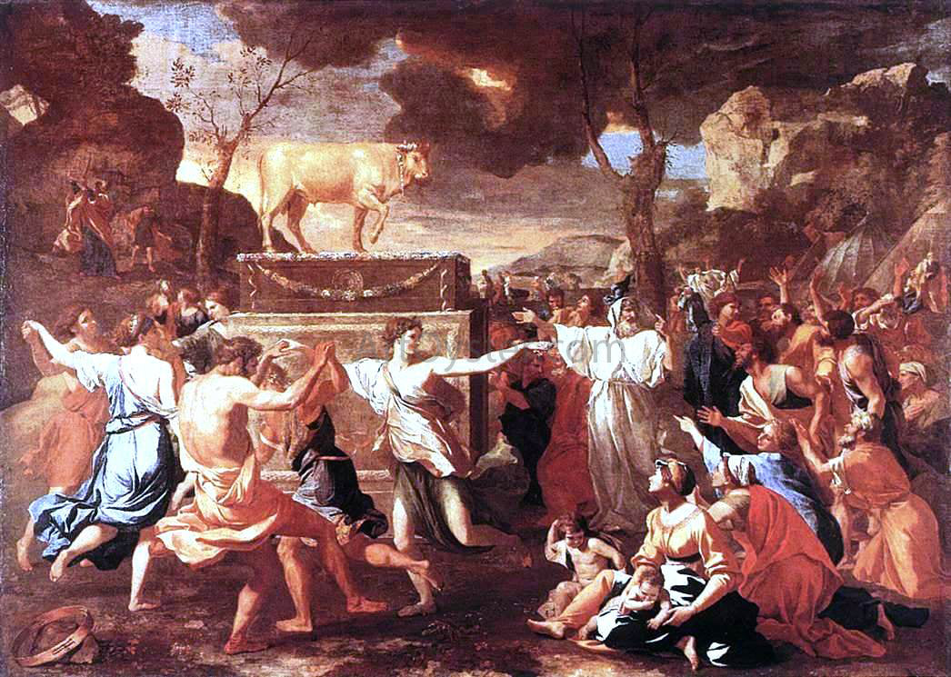  Nicolas Poussin Adoration of the Golden Calf - Hand Painted Oil Painting
