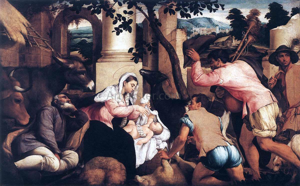  Jacopo Bassano Adoration of the Shepherds - Hand Painted Oil Painting