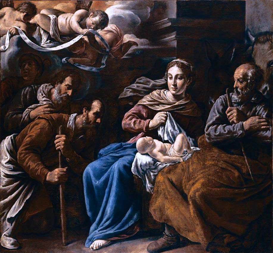 Marcantonio Bassetti Adoration of the Shepherds - Hand Painted Oil Painting