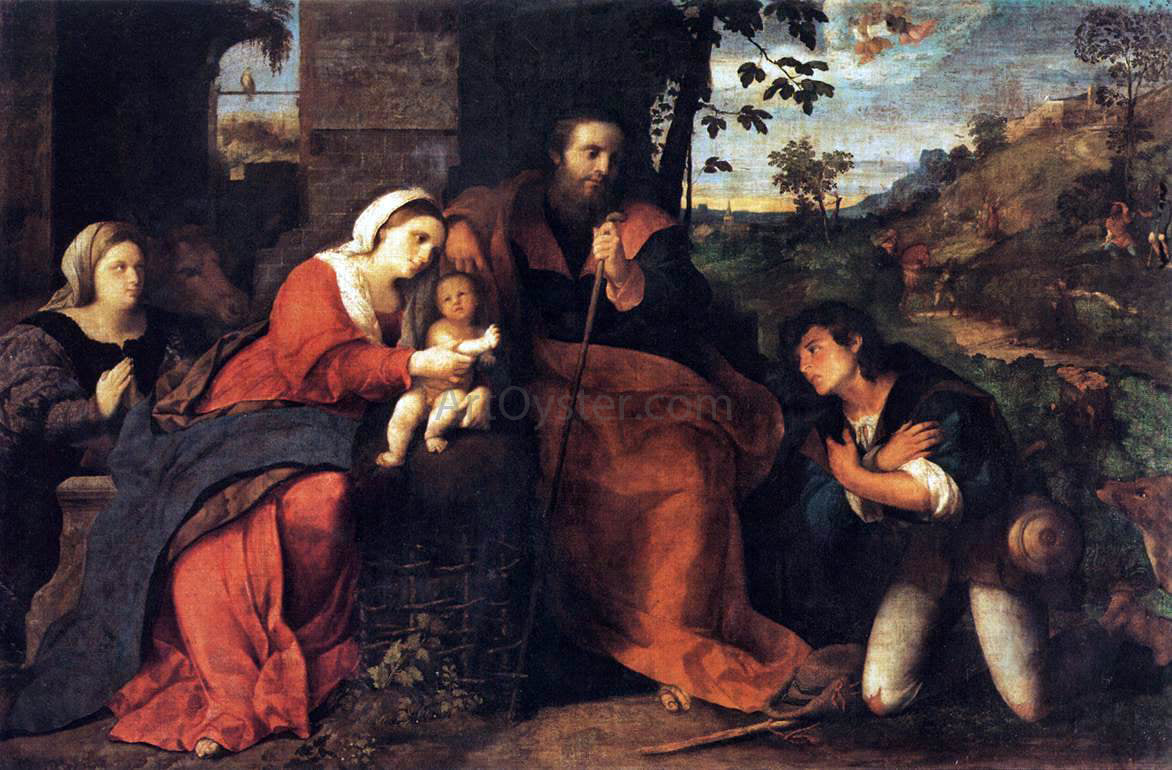Palma Vecchio Adoration of the Shepherds with a Donor - Hand Painted Oil Painting
