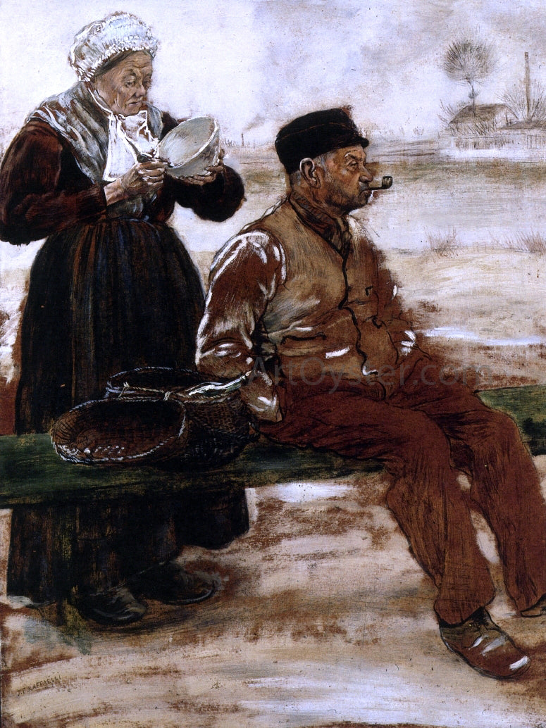 Jean-Francois Raffaelli After Dining - Hand Painted Oil Painting