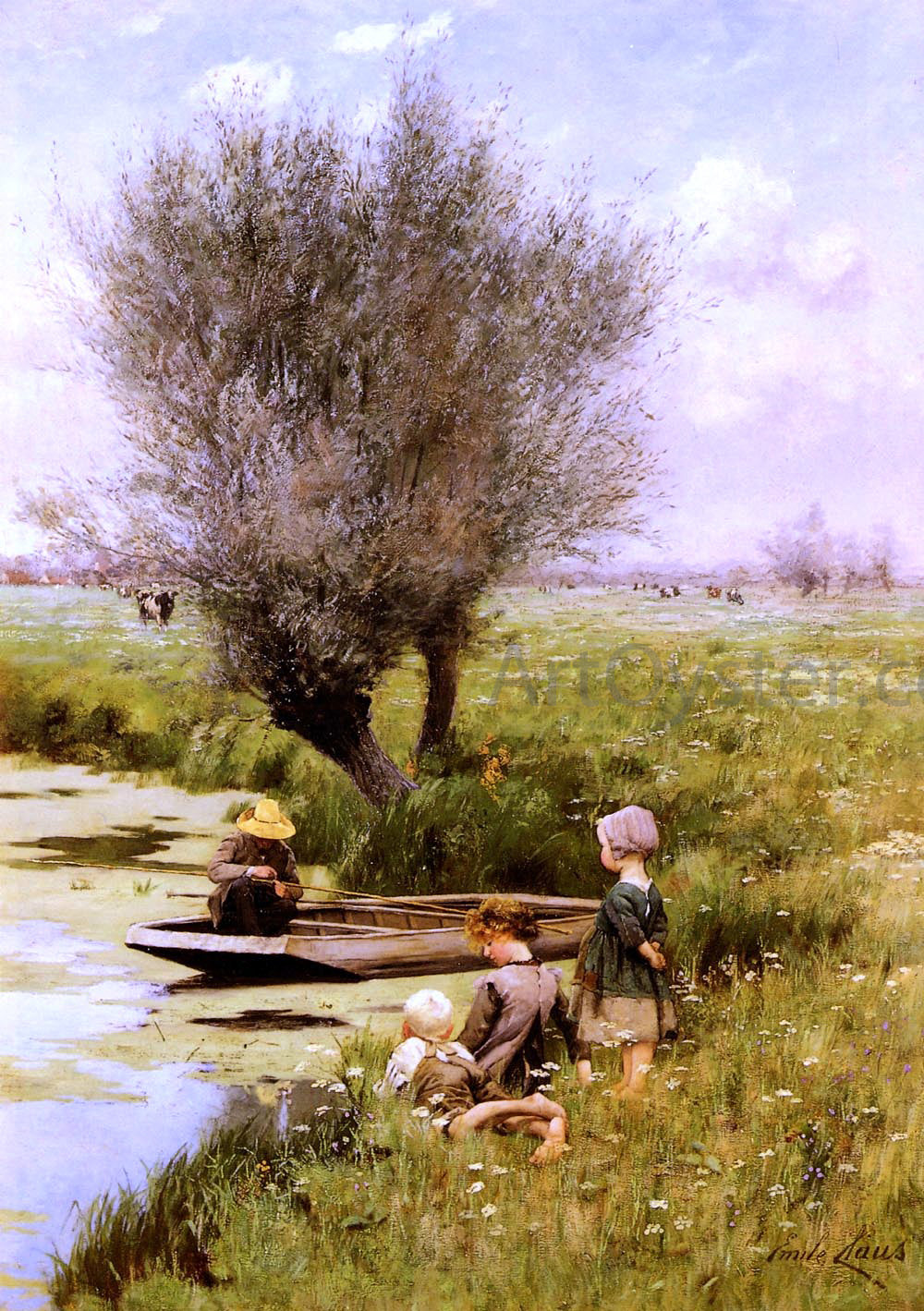 Emile Claus Afternoon Along The River - Hand Painted Oil Painting