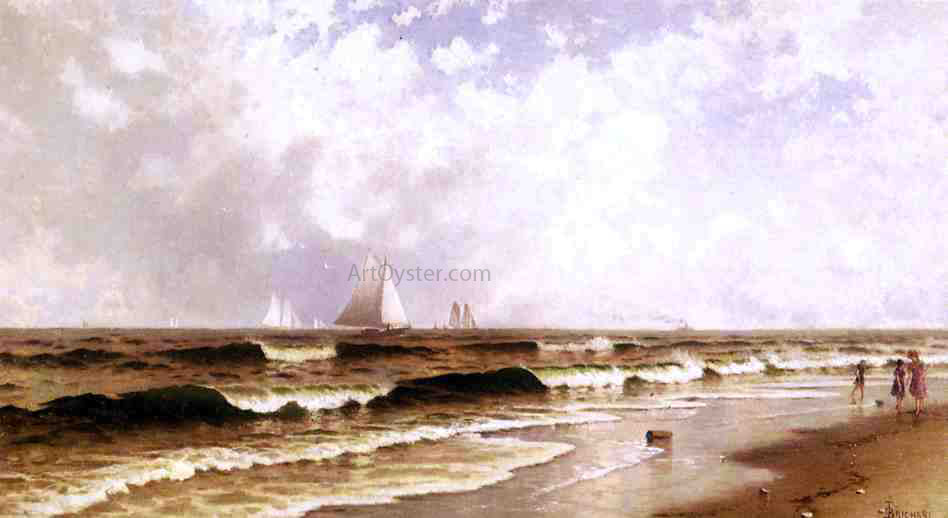  Alfred Thompson Bricher Afternoon, Southampton Beach - Hand Painted Oil Painting