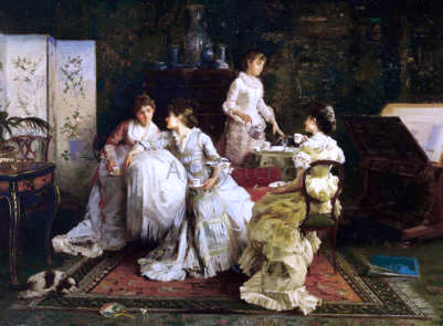 Alexander Rossi Afternoon Tea - Hand Painted Oil Painting
