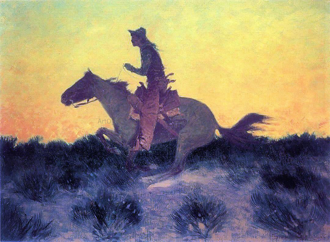 Frederic Remington Against the Sunset - Hand Painted Oil Painting