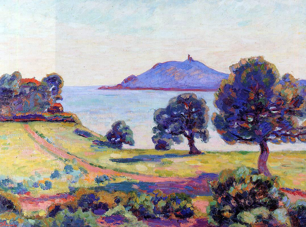 Armand Guillaumin Agay, the Chateau and the Signal Tower - Hand Painted Oil Painting