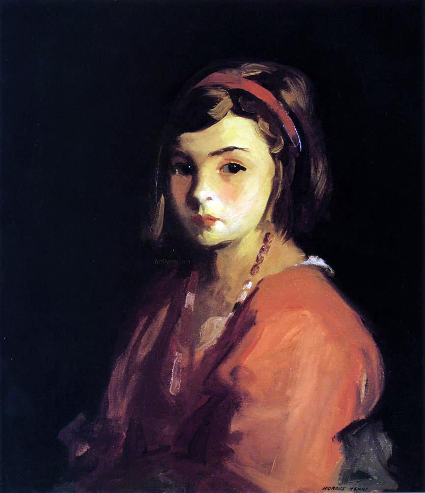 Robert Henri Agnes in Red (Agnes Schleicher) - Hand Painted Oil Painting