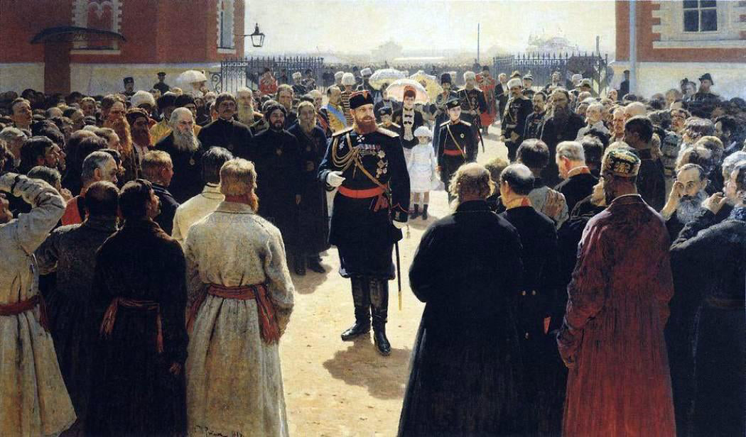 Ilia Efimovich Repin Aleksander III receiving rural district elders in the yard of Petrovsky Palace in Moscow. - Hand Painted Oil Painting