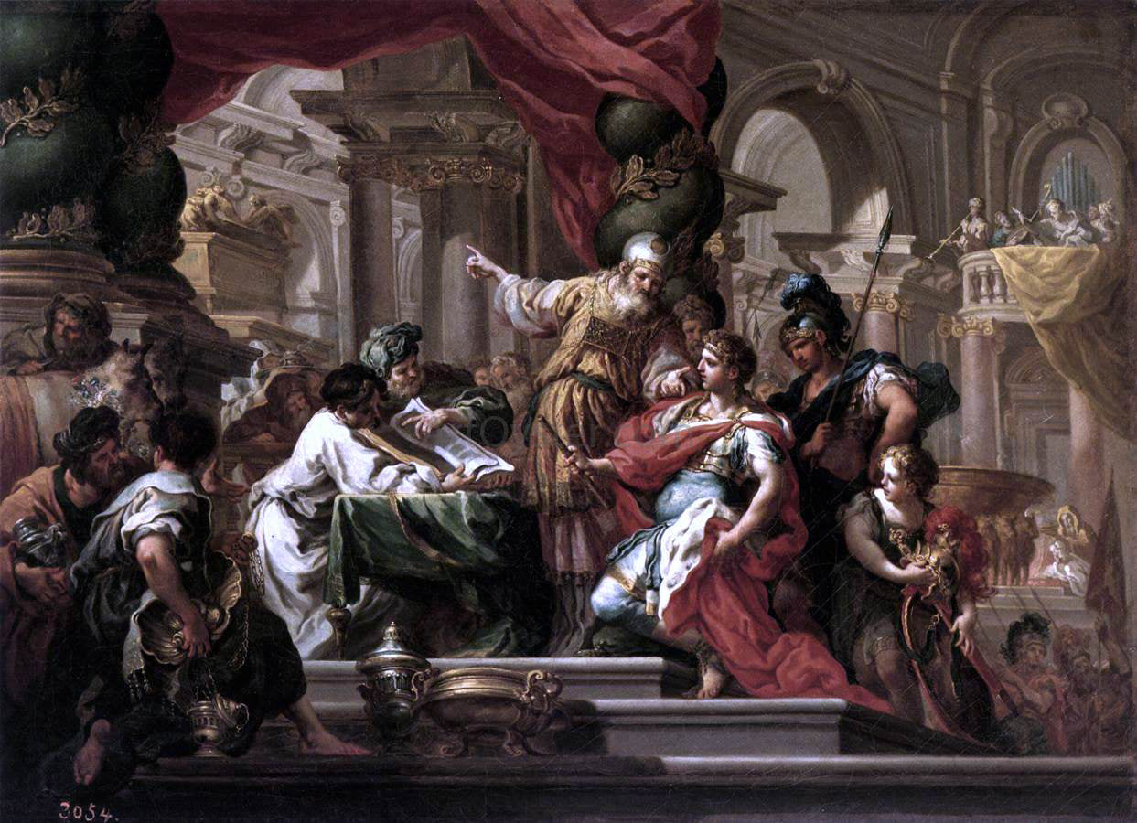 Sebastiano Conca Alexander the Great in the Temple of Jerusalem - Hand Painted Oil Painting