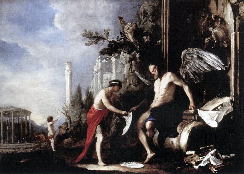 Johann Heinrich Schonfeld Allegory of Time (Chronos and Eros) - Hand Painted Oil Painting