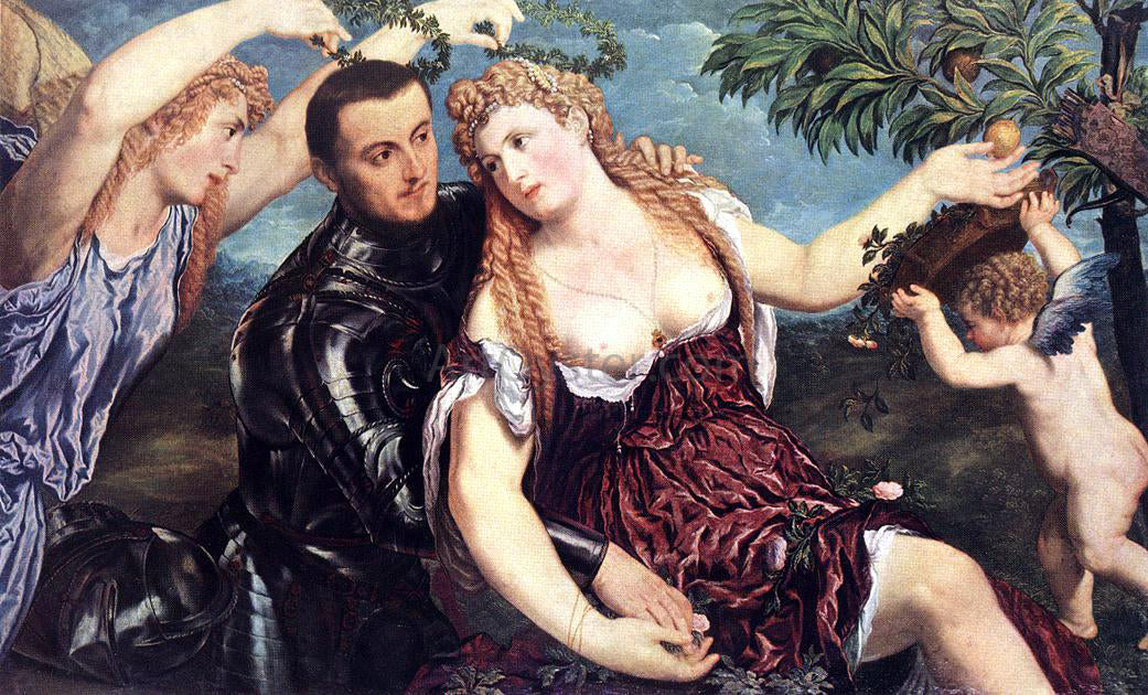  Paris Bordone Allegory with Lovers - Hand Painted Oil Painting