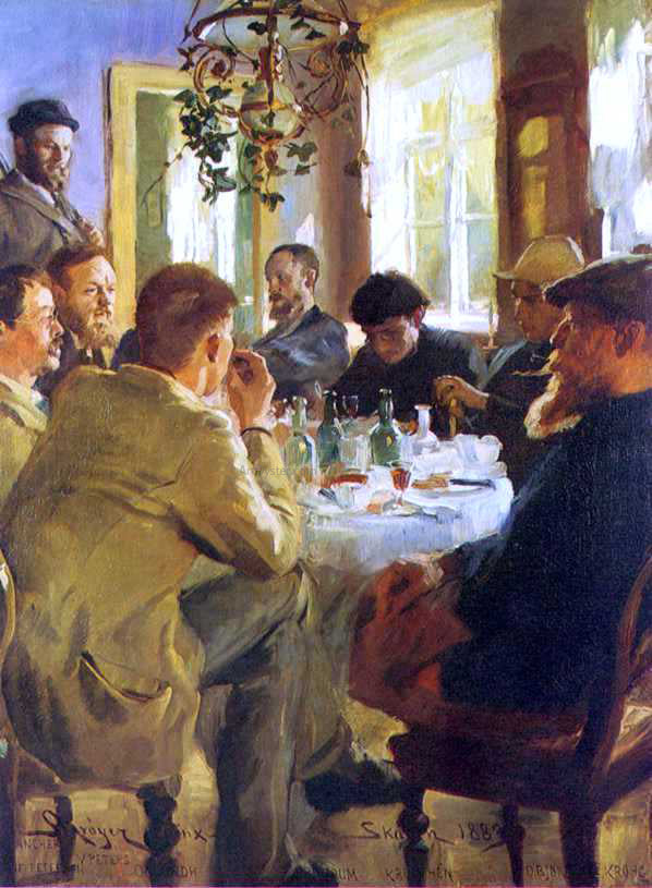 Peder Severin Kroyer Almuerzo con Pintores de Skagen - Hand Painted Oil Painting
