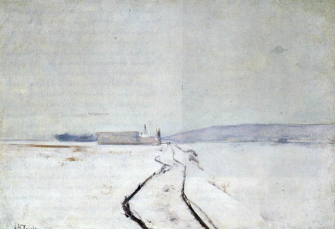  John Twachtman Along the River, Winter - Hand Painted Oil Painting