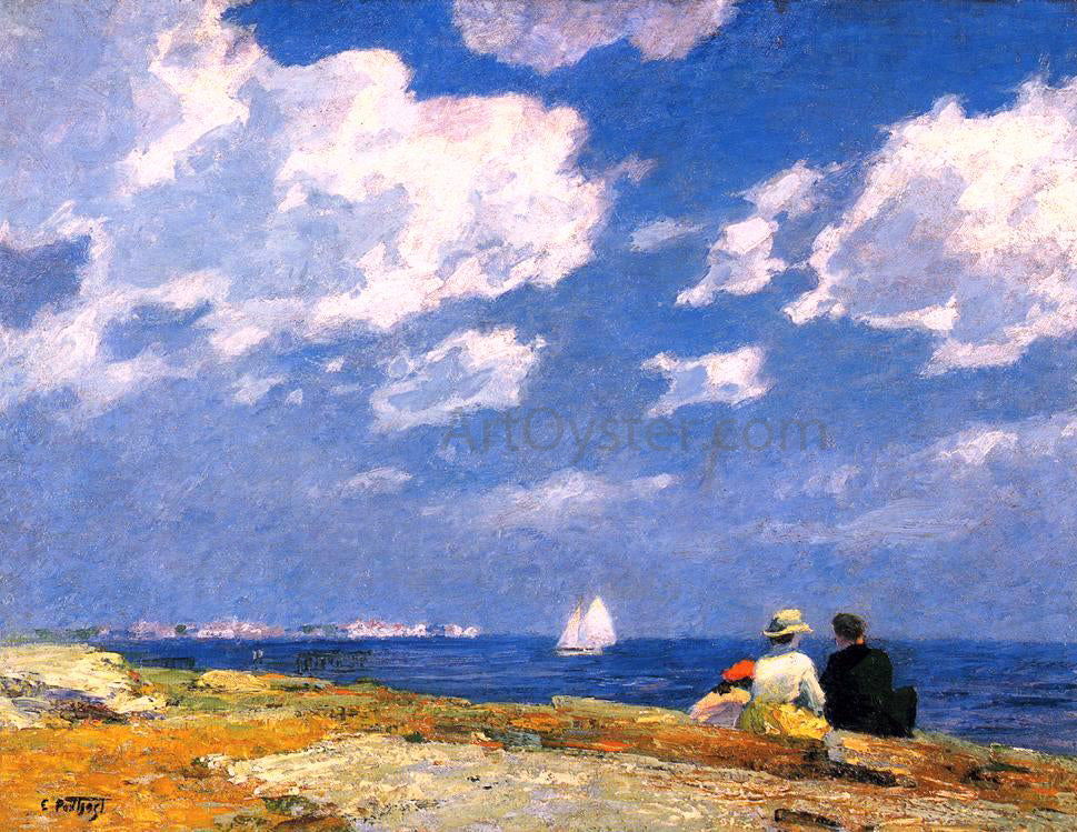 Edward Potthast Along the Shore - Hand Painted Oil Painting