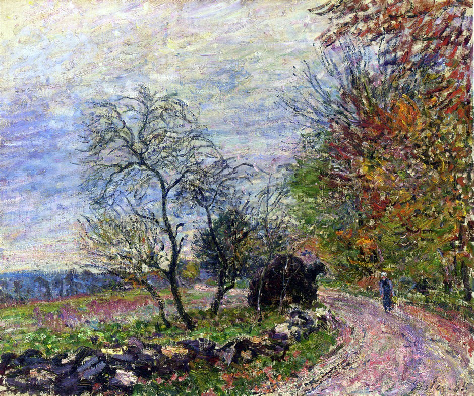 Alfred Sisley Along the woods in Autumn - Hand Painted Oil Painting