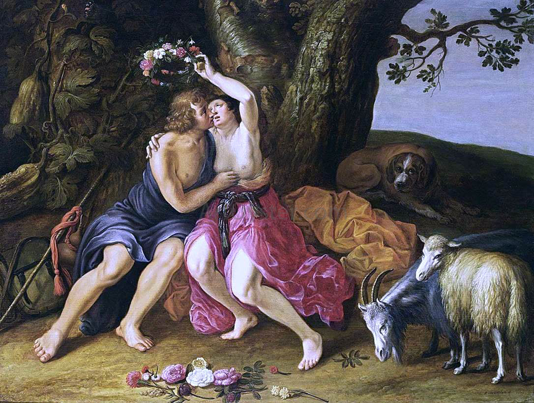 The Younger Adriaen Van Nieulandt Amarillis Crowning Mirtillo - Hand Painted Oil Painting