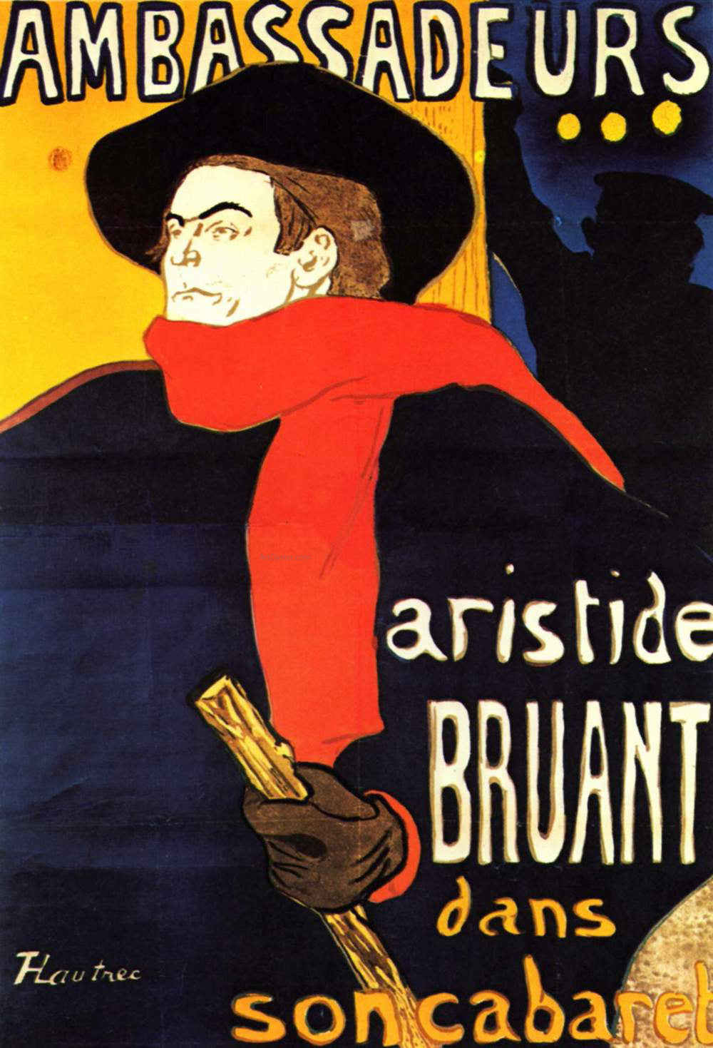 Henri De Toulouse-Lautrec Ambassadeurs Aristide Bruant in his Cabaret - Hand Painted Oil Painting