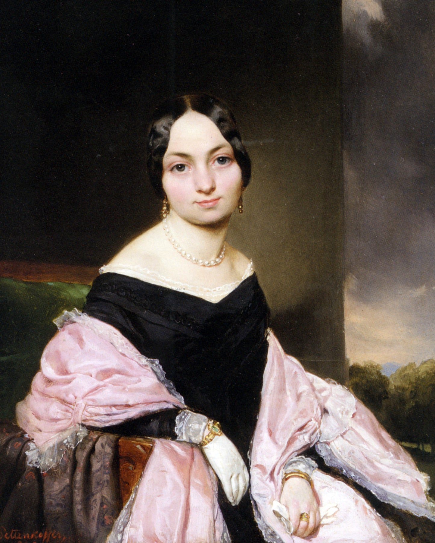 August Xavier Carl Von Pettenkofen Amelie Von Nespern, GEB. Mayerhofer, Tante des Kunstlers - Hand Painted Oil Painting