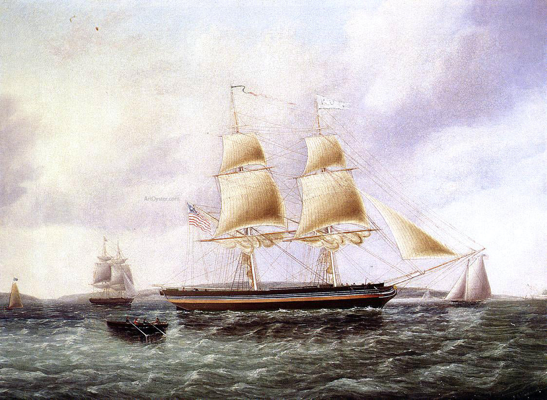 James E Buttersworth American Brig off New York - Hand Painted Oil Painting