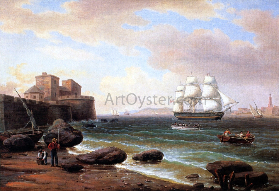 Thomas Birch American Merchant Ship Entering Marseilles - Hand Painted Oil Painting