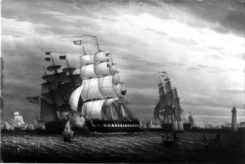 Robert Salmon American Ships in the Mersey - Hand Painted Oil Painting