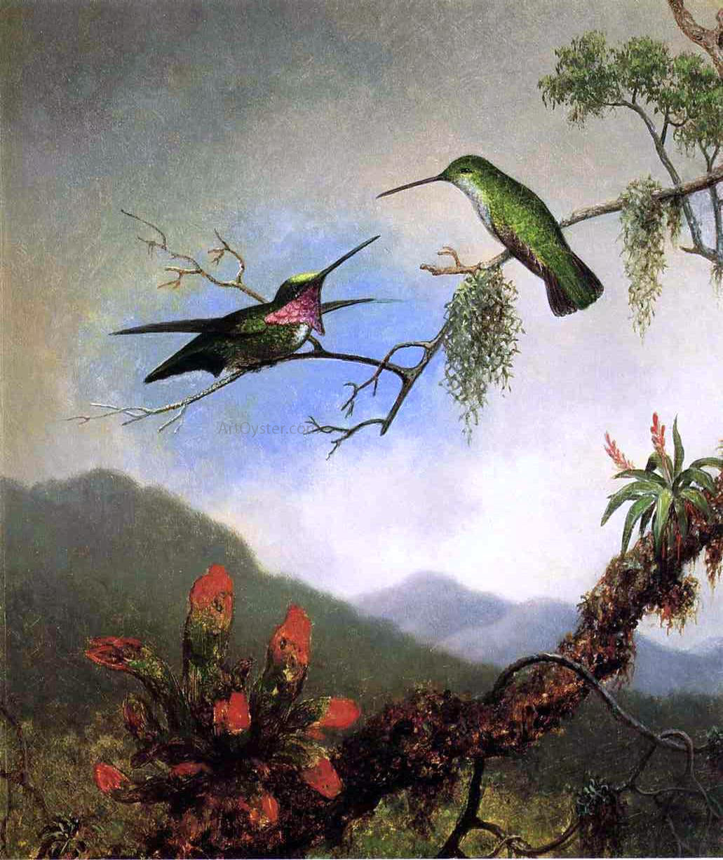 Martin Johnson Heade Amethyst Hummingbirds - Hand Painted Oil Painting