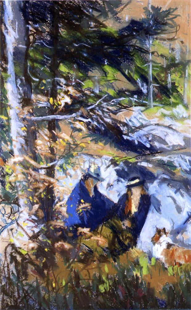 Robert Henri Among the Rocks, Monhegan Island, Maine - Hand Painted Oil Painting