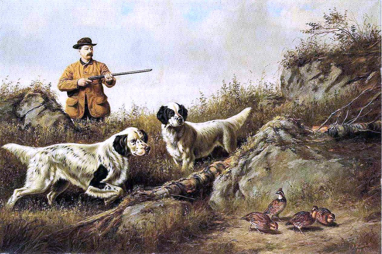 Arthur Fitzwilliam Tait Amos F. Adams Shooting Over Gus Bondher and Son, Count Bondher - Hand Painted Oil Painting